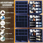 Lot de 2 boîtes de rangement à chaussures pour placard, bacs de rangement à chaussures pliables avec séparateurs réglables