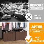 Lot de 2 boîtes de rangement à chaussures pour placard, bacs de rangement à chaussures pliables avec séparateurs réglables