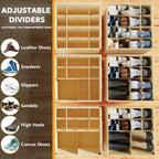 Lot de 2 boîtes de rangement à chaussures pour placard, bacs de rangement à chaussures pliables avec séparateurs réglables