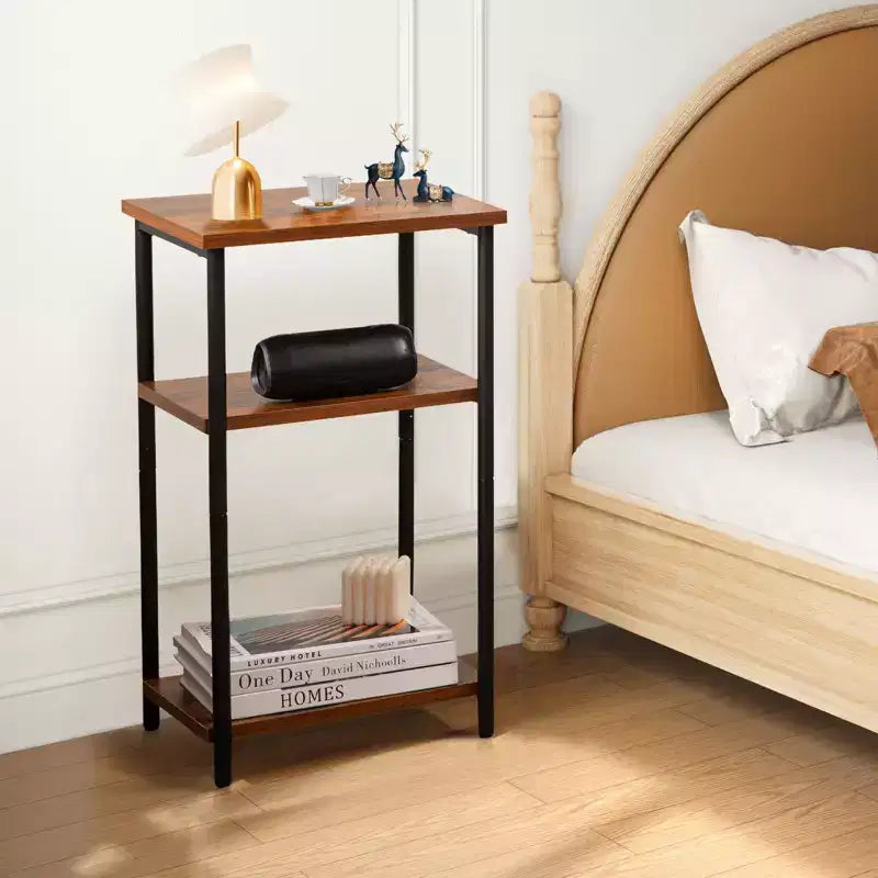 Table d'appoint à 3 niveaux avec pieds réglables - Table de chevet et d'appoint pour petits espaces