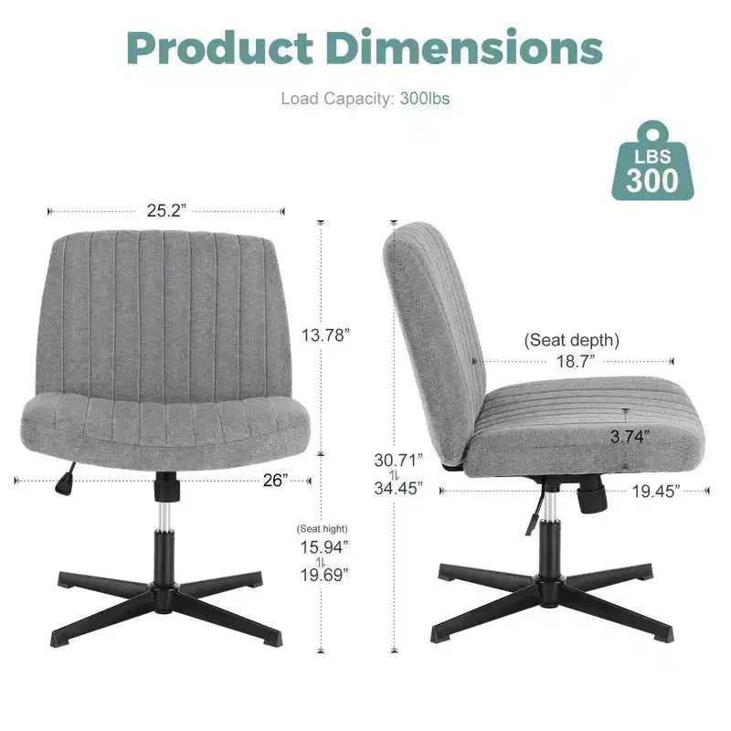 Fauteuil de bureau ergonomique à hauteur réglable en tissu avec piètement croisé