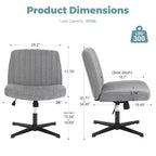 Fauteuil de bureau ergonomique à hauteur réglable en tissu avec piètement croisé