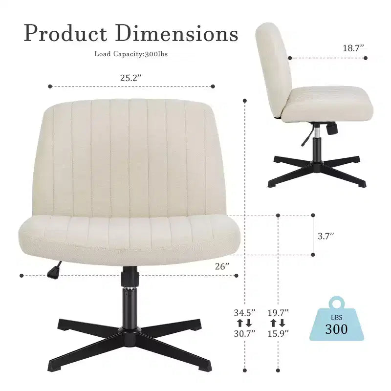 Fauteuil de bureau ergonomique à hauteur réglable en tissu avec piètement croisé
