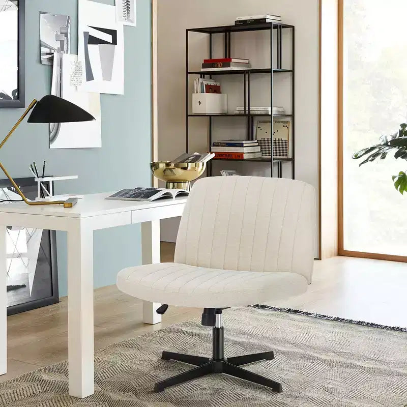 Fauteuil de bureau ergonomique à hauteur réglable en tissu avec piètement croisé
