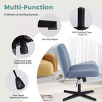 Fauteuil de bureau ergonomique à hauteur réglable en tissu avec piètement croisé