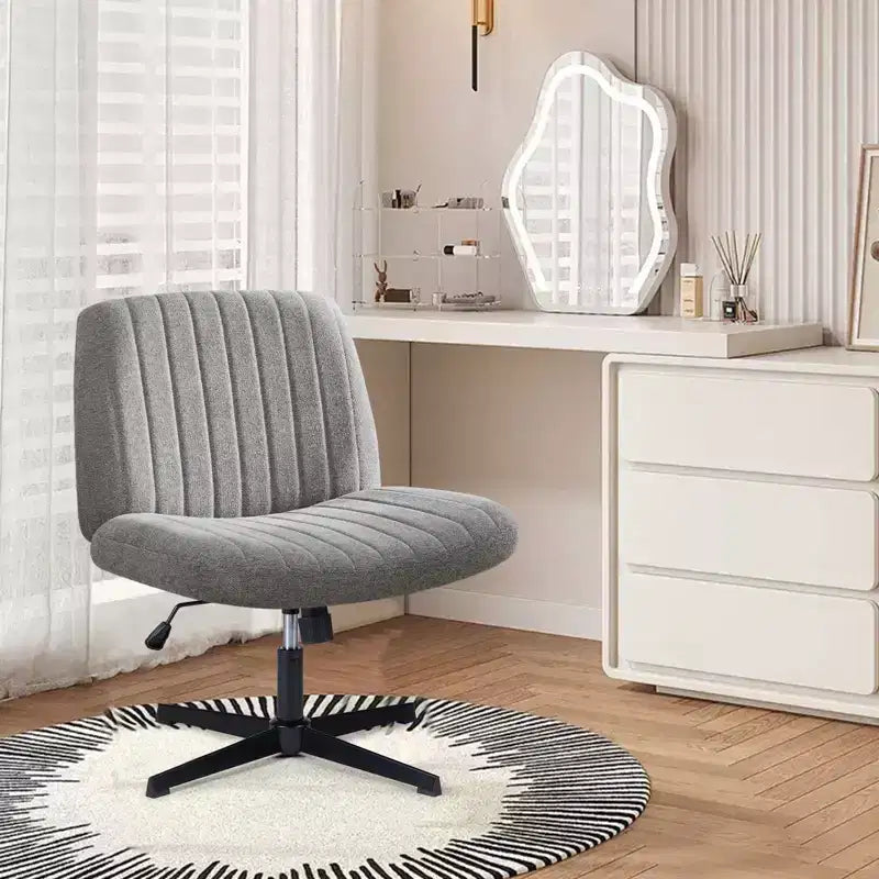 Fauteuil de bureau ergonomique à hauteur réglable en tissu avec piètement croisé