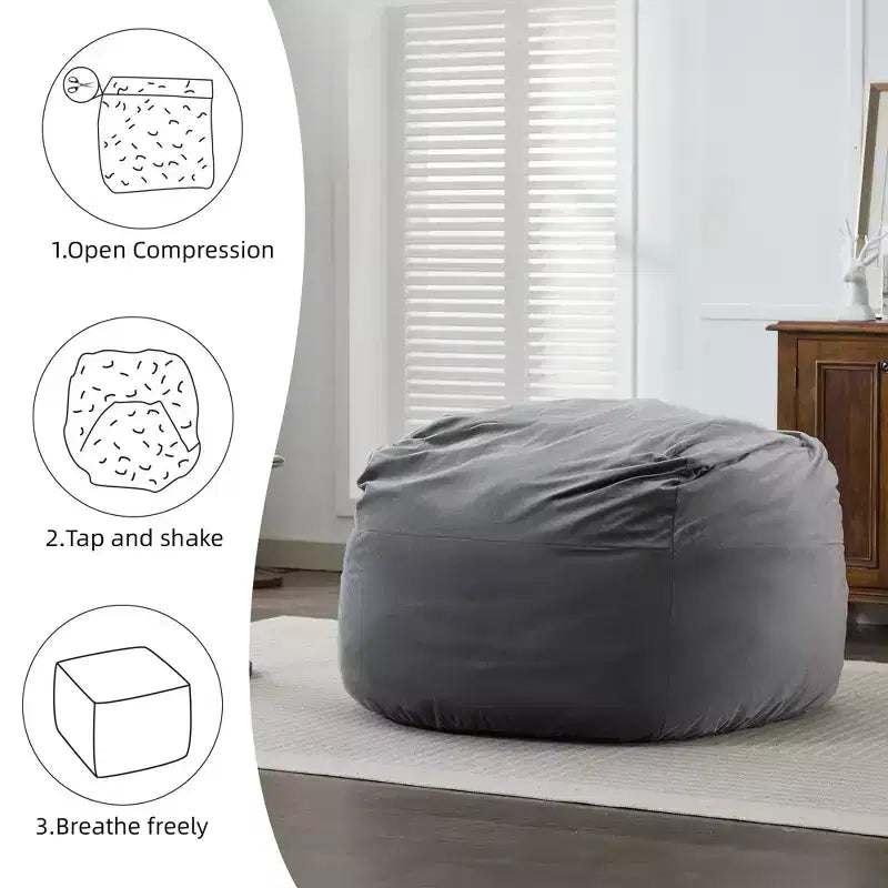 Fauteuil Poire de Luxe en Velours Fourrure Ultra Douce avec Mousse à Mémoire de Forme Haute Densité pour Adultes Canapé Paresseux en Peluche avec Éponge Amovible Douillette
