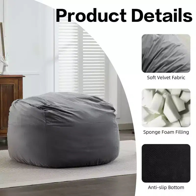 Fauteuil Poire de Luxe en Velours Fourrure Ultra Douce avec Mousse à Mémoire de Forme Haute Densité pour Adultes Canapé Paresseux en Peluche avec Éponge Amovible Douillette