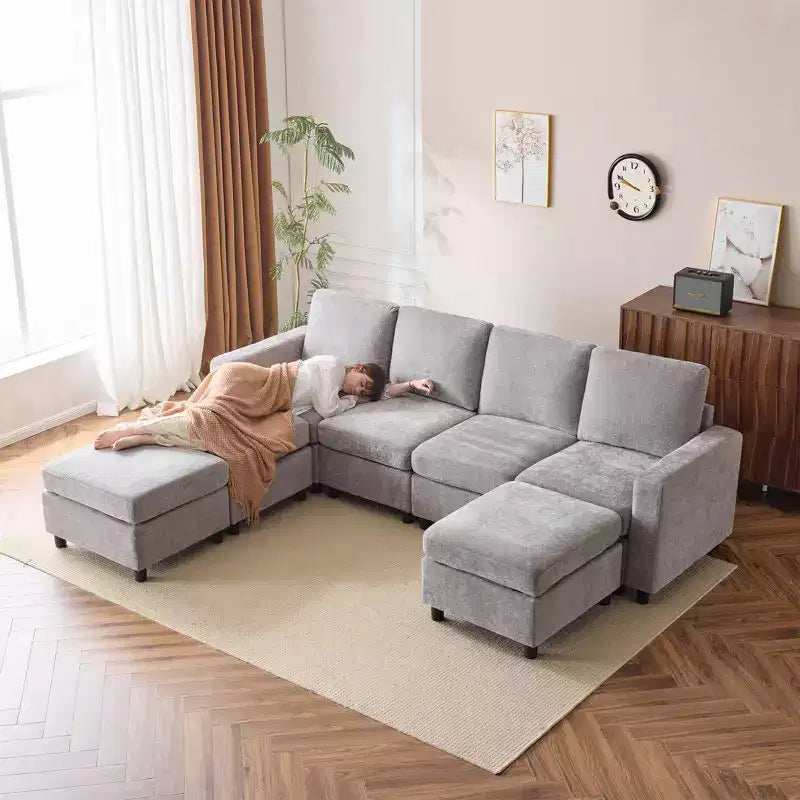 Canapé sectionnel modulaire 7 pièces, canapés et sofas modulaires sectionnels avec rangement pour le salon