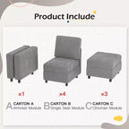 Canapé sectionnel modulaire 7 pièces, canapés et sofas modulaires sectionnels avec rangement pour le salon