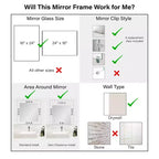 Kit de Cadre pour Miroir de Salle de Bain Mirror Makeover - Cadre Prémonté Adhésif - Miroir NON Inclus - Garniture Dorée Brossée Grace