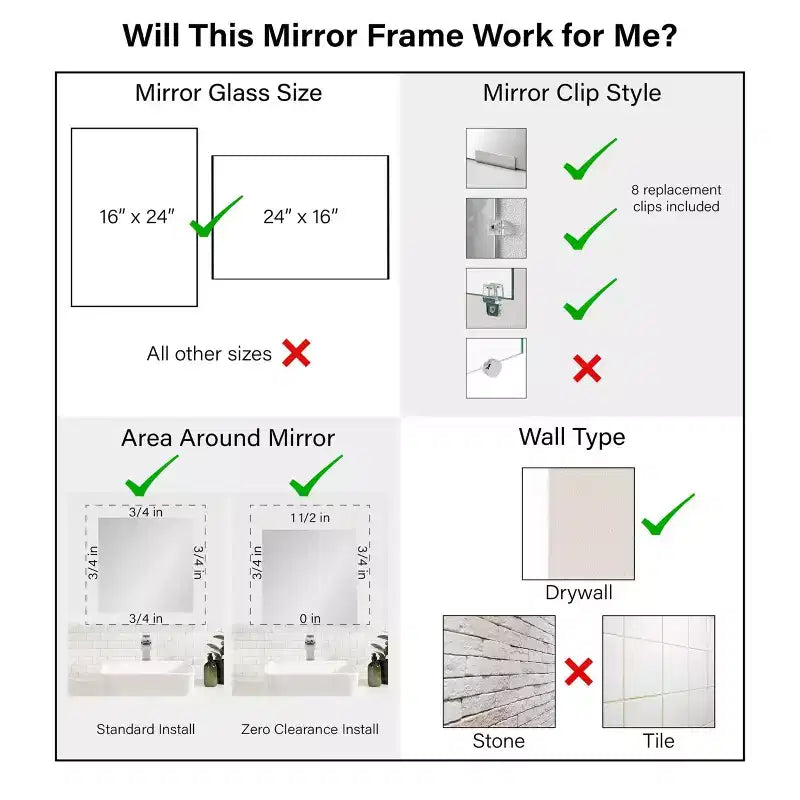 Kit de Cadre pour Miroir de Salle de Bain Mirror Makeover - Cadre Prémonté Adhésif - Miroir NON Inclus - Garniture Dorée Brossée Grace