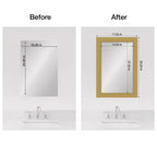 Kit de Cadre pour Miroir de Salle de Bain Mirror Makeover - Cadre Prémonté Adhésif - Miroir NON Inclus - Garniture Dorée Brossée Grace
