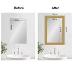 Kit de Cadre pour Miroir de Salle de Bain Mirror Makeover - Cadre Prémonté Adhésif - Miroir NON Inclus - Garniture Dorée Brossée Grace
