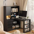 L Shaped Desk,Computer Desk with Drawers,with LED Light,Modern Corner Desk,Corner Gaming Computer Desk with Storage