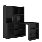 Bureau d'angle en forme de L, bureau d'ordinateur avec tiroirs, avec lumière LED, bureau d'angle moderne, bureau d'ordinateur de jeu d'angle avec rangement