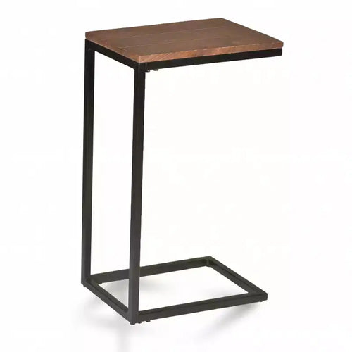 HomeRoots 25 Black And Chestnut Solid Wood Rectangular End Table