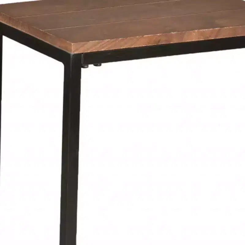 Table d'appoint rectangulaire en bois massif noir et châtaignier - 25 po