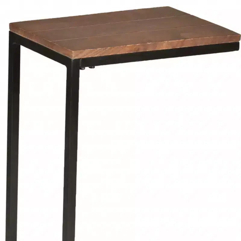 Table d'appoint rectangulaire en bois massif noir et châtaignier - 25 po
