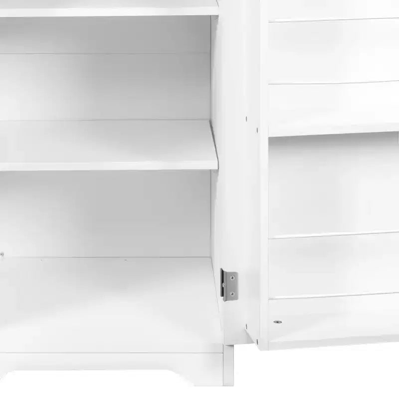 Meuble de buanderie autoportant blanc de 30,3 po - Panneau de particules+MDF, panier à linge inclinable et étagère réglable