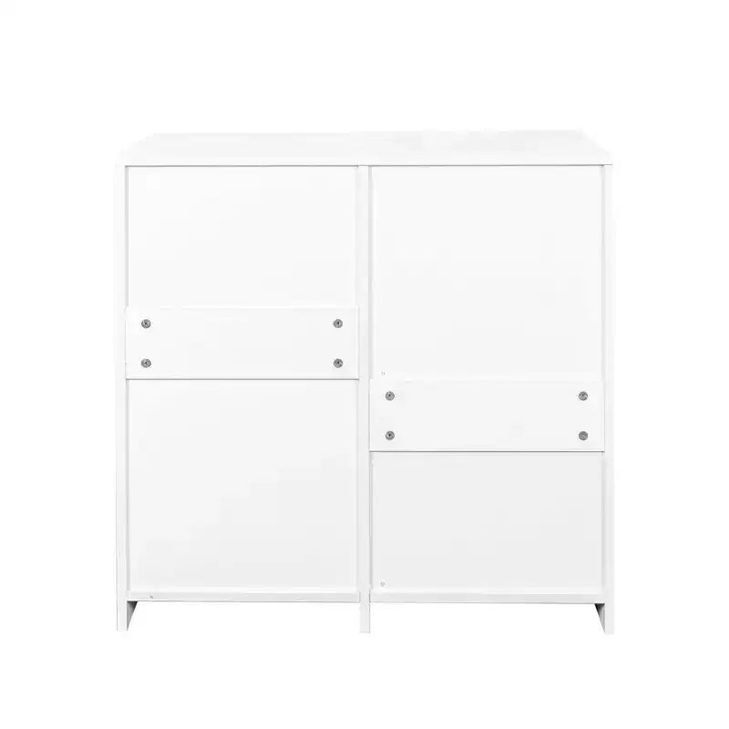 Meuble de buanderie autoportant blanc de 30,3 po - Panneau de particules+MDF, panier à linge inclinable et étagère réglable
