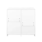 Meuble de buanderie autoportant blanc de 30,3 po - Panneau de particules+MDF, panier à linge inclinable et étagère réglable