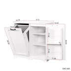 Meuble de buanderie autoportant blanc de 30,3 po - Panneau de particules+MDF, panier à linge inclinable et étagère réglable