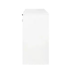 Meuble de buanderie autoportant blanc de 30,3 po - Panneau de particules+MDF, panier à linge inclinable et étagère réglable
