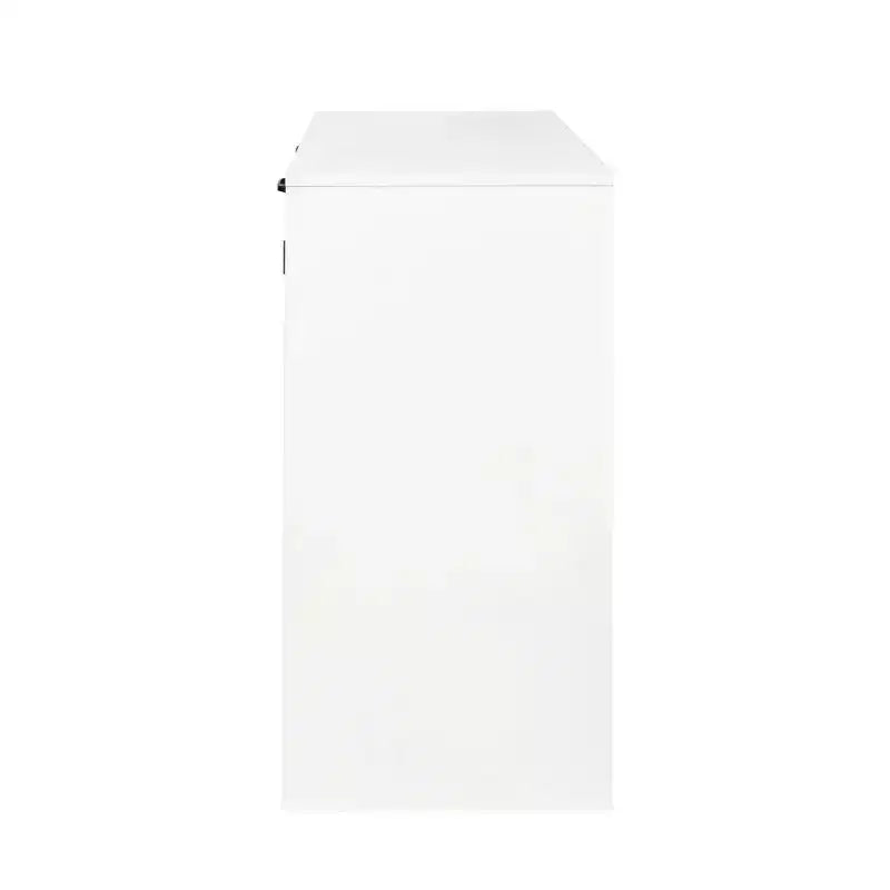 Meuble de buanderie autoportant blanc de 30,3 po - Panneau de particules+MDF, panier à linge inclinable et étagère réglable