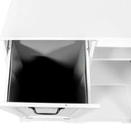 Meuble de buanderie autoportant blanc de 30,3 po - Panneau de particules+MDF, panier à linge inclinable et étagère réglable
