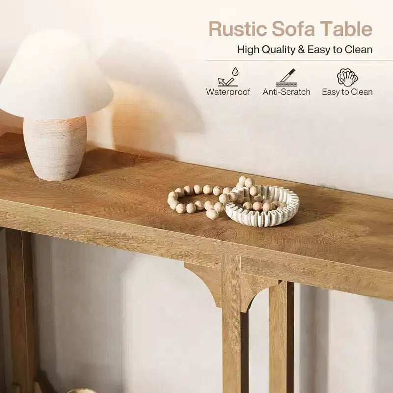 Console avec rangement, table de canapé de 160 cm de style fermier pour entrée de salon, couloir, hall d'entrée