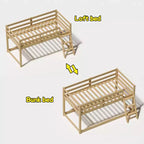 Lit surélevé jumeau bas pour enfants 76 (convertible en lit superposé), cadre en bois de pin massif avec éclairage LED et 6 crochets, chêne