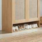 Meuble de rangement pour chaussures en rotin à 6 niveaux avec étagères réglables, range-chaussures en bois, organisateur de chaussures multi-scènes pour espaces de vie domestiques