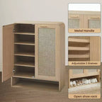 Meuble de rangement pour chaussures en rotin à 6 niveaux avec étagères réglables, range-chaussures en bois, organisateur de chaussures multi-scènes pour espaces de vie domestiques
