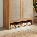 Meuble de rangement pour chaussures en rotin à 6 niveaux avec étagères réglables, range-chaussures en bois, organisateur de chaussures multi-scènes pour espaces de vie domestiques