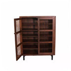 Meuble à chaussures en bois à 6 niveaux avec portes persiennes, étagère à chaussures réglable, organisateur de chaussures multi-scènes pour entrée, couloir, placard, salon.