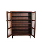 Meuble à chaussures en bois à 6 niveaux avec portes persiennes, étagère à chaussures réglable, organisateur de chaussures multi-scènes pour entrée, couloir, placard, salon.
