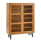 Meuble à chaussures en bois à 6 niveaux avec portes persiennes, étagère à chaussures réglable, organisateur de chaussures multi-scènes pour entrée, couloir, placard, salon.