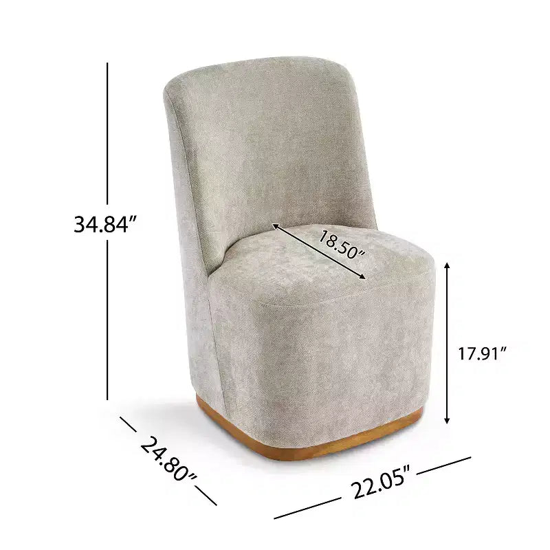Chaise de salle à manger Ilona moderne en chenille et bois d'hévéa (paquet de 2)