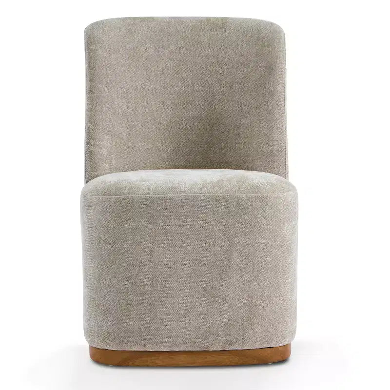 Chaise de salle à manger Ilona moderne en chenille et bois d'hévéa (paquet de 2)