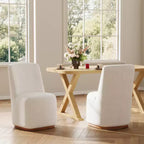 Chaise de salle à manger Ilona moderne en chenille et bois d'hévéa (paquet de 2)