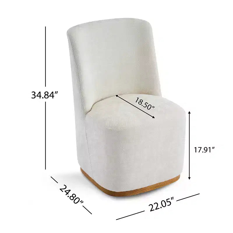 Chaise de salle à manger Ilona moderne en chenille et bois d'hévéa (paquet de 2)
