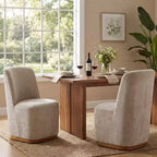 Chaise de salle à manger Ilona moderne en chenille et bois d'hévéa (paquet de 2)