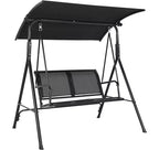 Balançoire de porche extérieure 2 places avec auvent réglable, banc-planeur avec pieds antidérapants et crochets à ressort solides/résistant aux UV/capacité imperméable