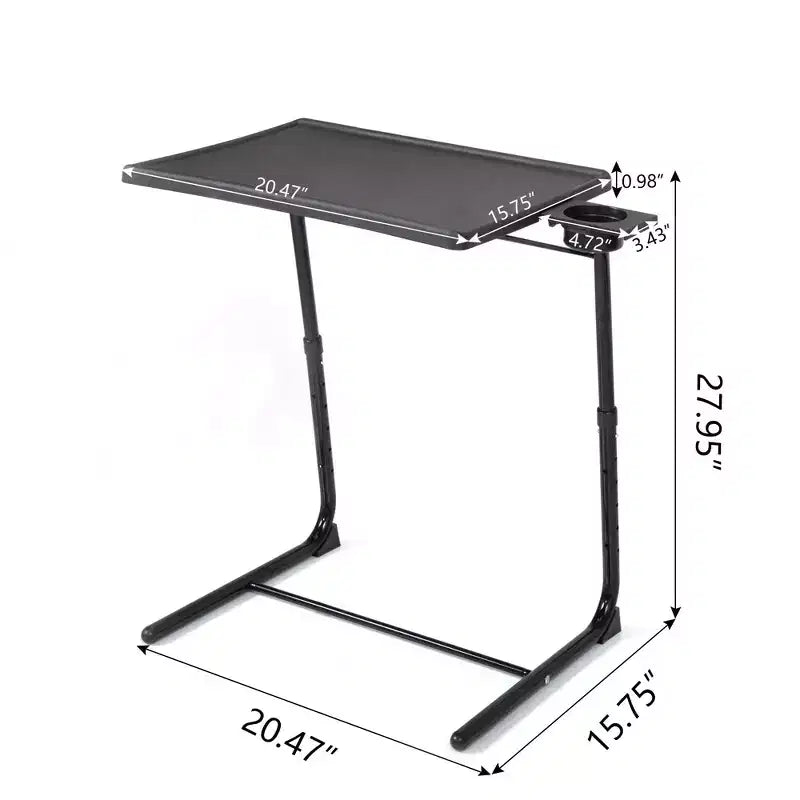 Table pour ordinateur portable réglable en hauteur et en angle, bureau pliable avec porte-gobelet, bureau léger pour canapé, lit, bureau, noir
