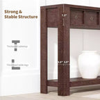 Console rustique 59 po, table d'entrée en bois avec 2 tiroirs et étagère ouverte à 2 niveaux, pieds robustes en L, pour couloir, salon, côté de canapé
