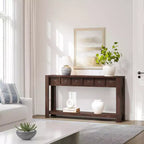 Console rustique 59 po, table d'entrée en bois avec 2 tiroirs et étagère ouverte à 2 niveaux, pieds robustes en L, pour couloir, salon, côté de canapé