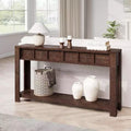59 Farmhouse Console Table, Wooden Entryway Table with 2 Drawers & 2-Tier Open Storage Shelf, Sturdy l-Shape Legs,for Hallway Living Room Sofa Side
