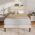 Twin Size Metal Platform Bed Frame Upholstered Headboard LED Lights Charging Station Heavy Duty Support No Box Spring Needed Bedroom USB