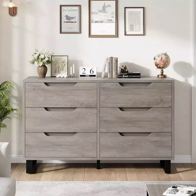 Commode 7 tiroirs pour chambre, Table à langer de 140 cm de large, Tiroir horizontal non intégré avec rangement, Placard en bois pour salon, couloir, entrée